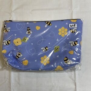 The Pouch Cosmetic Bag Blue NWT Bee Honeycomb Zipper Travel Organizer